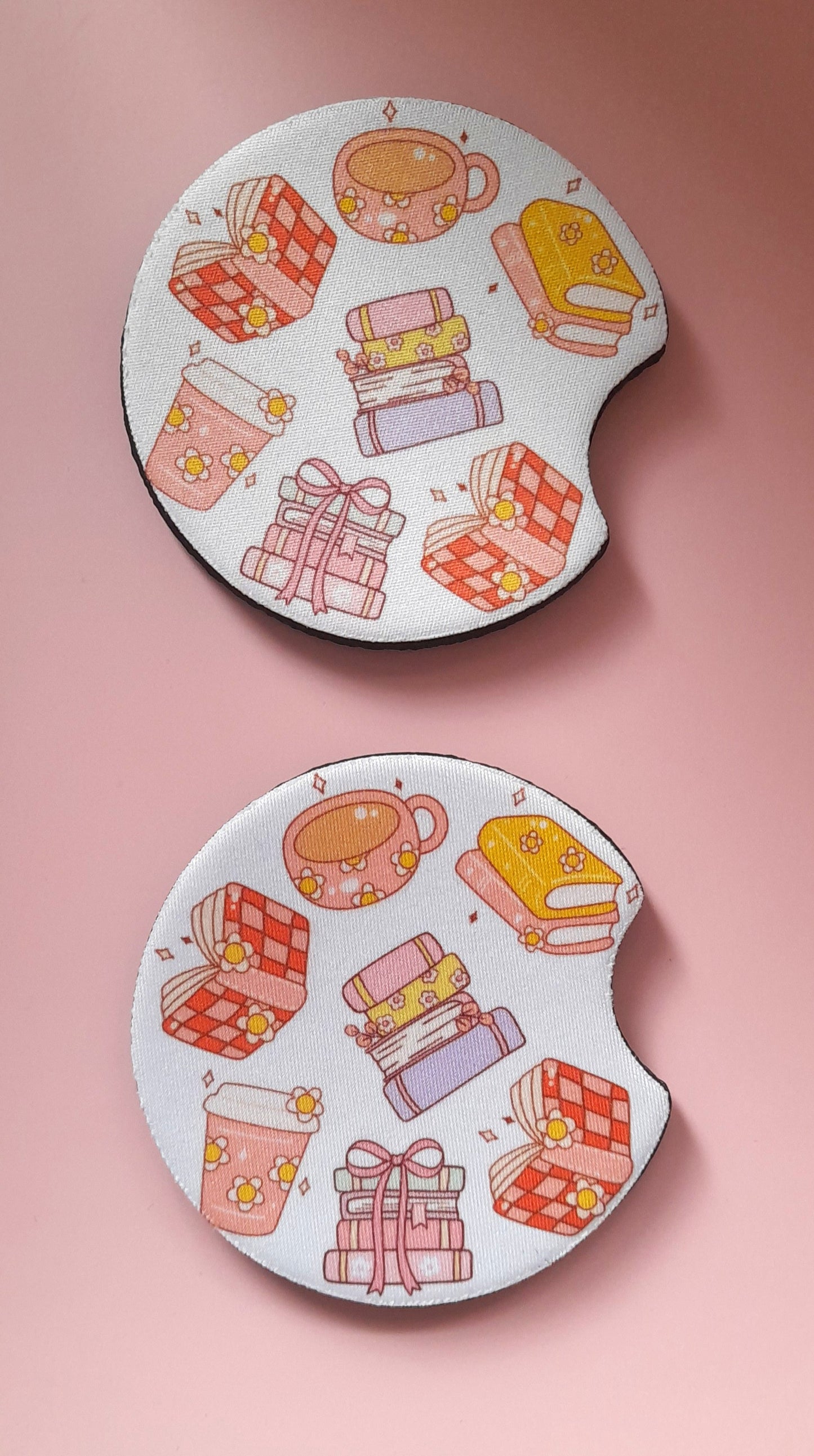 Set of 2 Premium Car Coasters – Cute Absorbent Drink Holders for Car Interior | Inspirational & Motivational Gift | Books and Dreams
