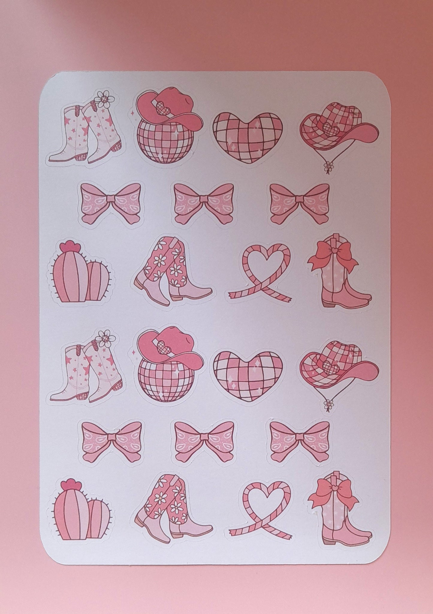 Bows Boots and Cowgirl Hats Sticker Sheet | Matt Sticker Sheet | Planner Stickers | Planner Sticker Sheet | Cute Stickers |Diary | Stationary