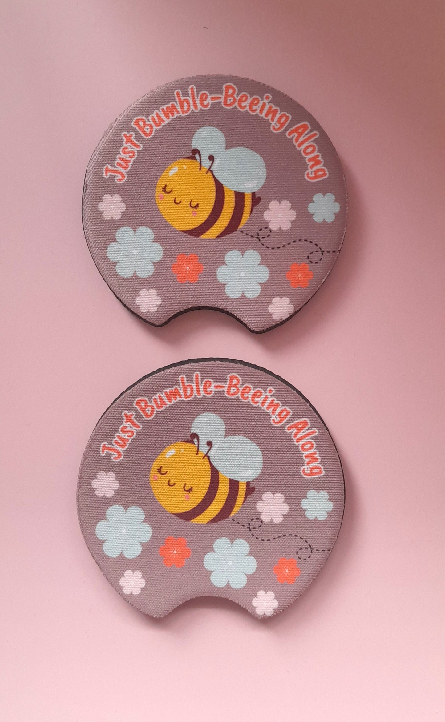 Set of 2 Premium Car Coasters – Cute Absorbent Drink Holders for Car Interior | Inspirational & Motivational Gift | Just Bumbling