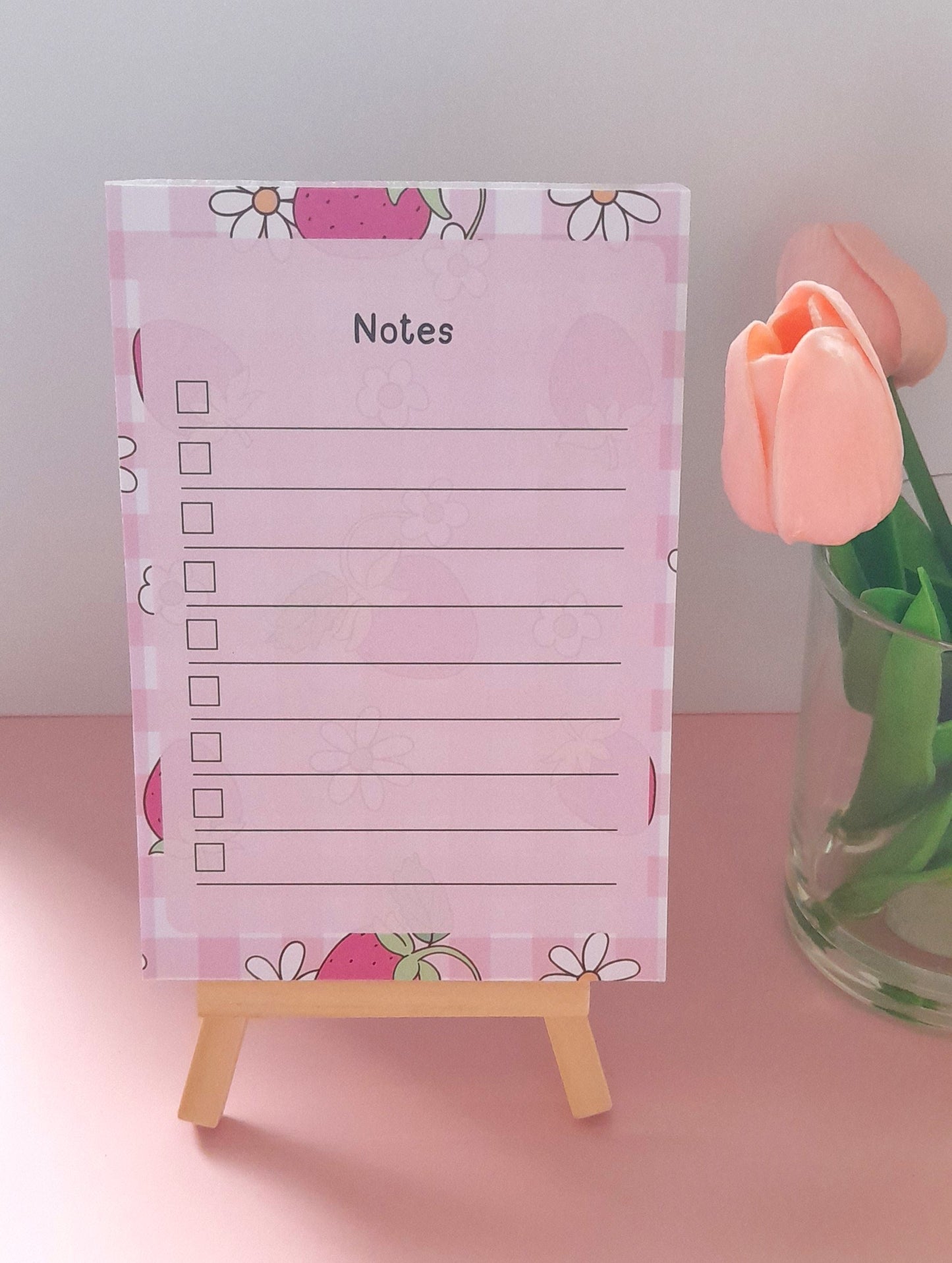Strawberry Flowers A6 Notepad | To-Do List & Notepads | Notepads for Organising | Daily Planner Pad | Tear Off Notepad | Planner Essentials