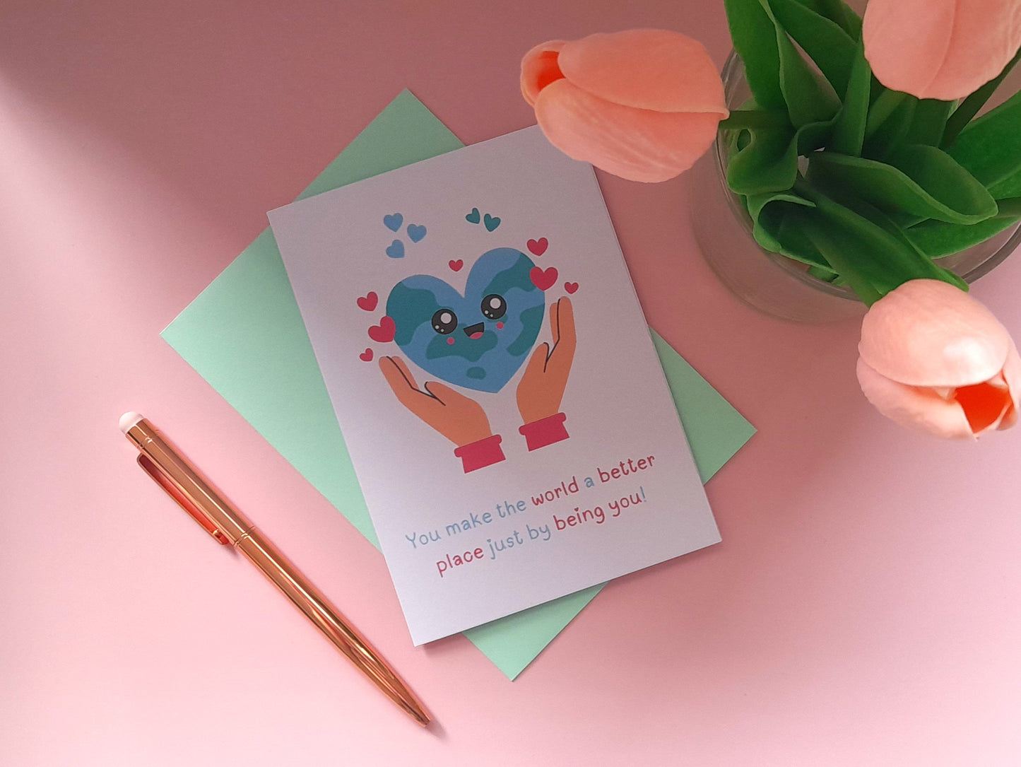 World | A6 Greeting Card - Uplifting Greeting Cards | Encouragement Card - Support Card - Greeting Card