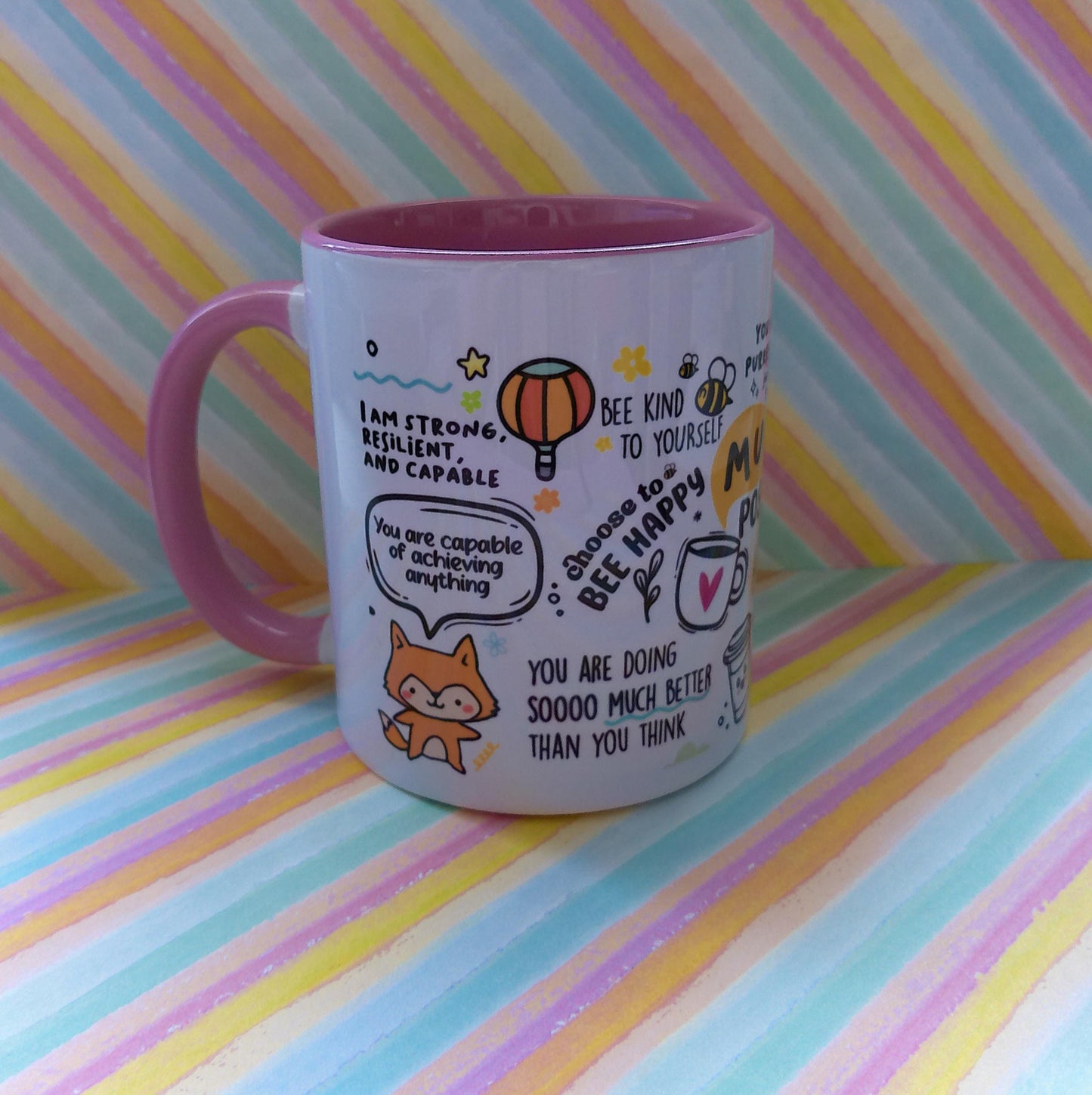 Start Your Day with Positivity| Inspirational 11oz Mug | Perfect Gift | Coffee Lovers | Cute Mug |Drinkware Gift| Mug of Positivity | Pink |
