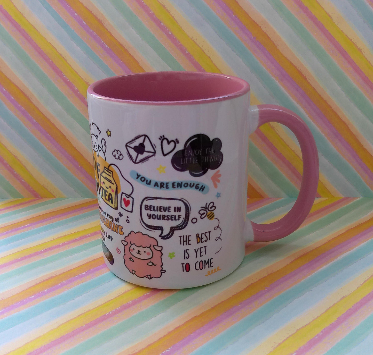 Start Your Day with Positivity| Inspirational 11oz Mug | Perfect Gift | Coffee Lovers | Cute Mug |Drinkware Gift| Mug of Positivity | Pink |