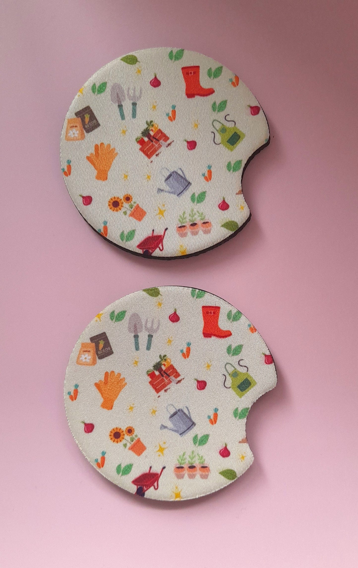Set of 2 Premium Car Coasters – Cute Absorbent Drink Holders for Car Interior | Inspirational & Motivational Gift | Gardening