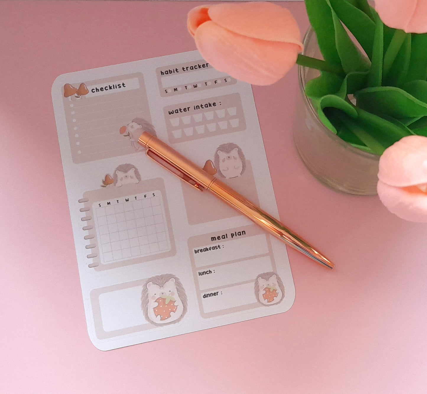 Cute Hedgehog Planner Sticker Sheet | Matt Sticker Sheet | Planner Stickers | Planner Sticker Sheet | Cute Stickers |Diary | Stationary