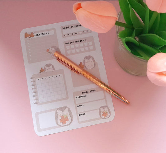 Cute Hedgehog Planner Sticker Sheet | Matt Sticker Sheet | Planner Stickers | Planner Sticker Sheet | Cute Stickers |Diary | Stationary