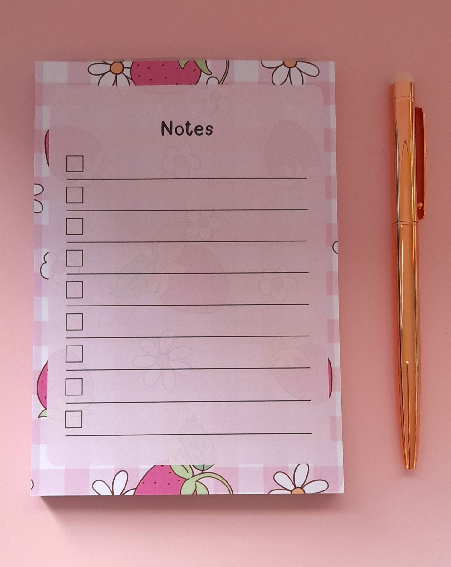 Strawberry Flowers A6 Notepad | To-Do List & Notepads | Notepads for Organising | Daily Planner Pad | Tear Off Notepad | Planner Essentials