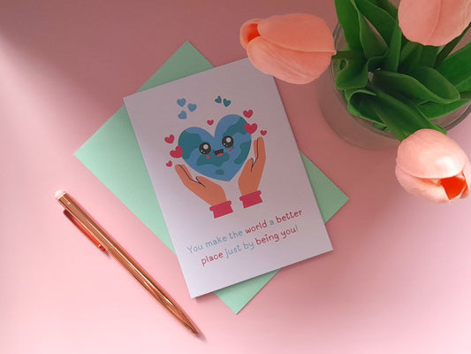 World | A6 Greeting Card - Uplifting Greeting Cards | Encouragement Card - Support Card - Greeting Card