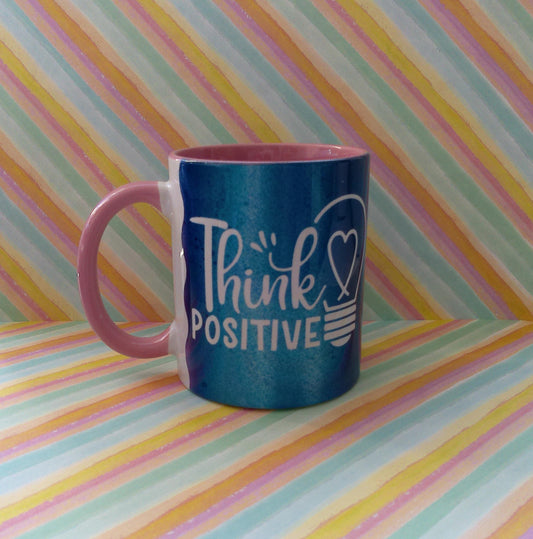 Start Your Day with Positivity| Inspirational 11oz Mug | Perfect Gift | Coffee Lovers | Cute Mug |Drinkware Gift| Think Positive | Pink |
